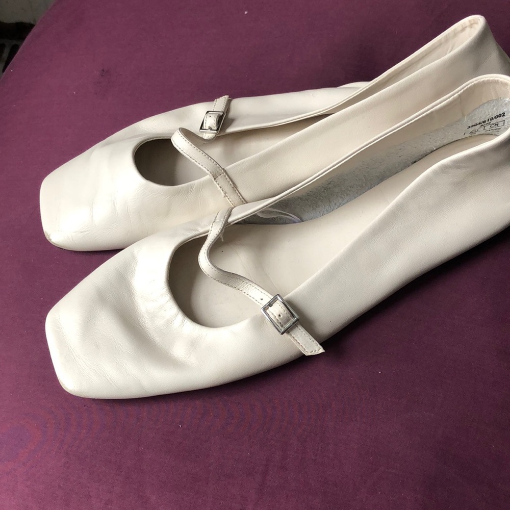 Zara square toe leather ballet flats